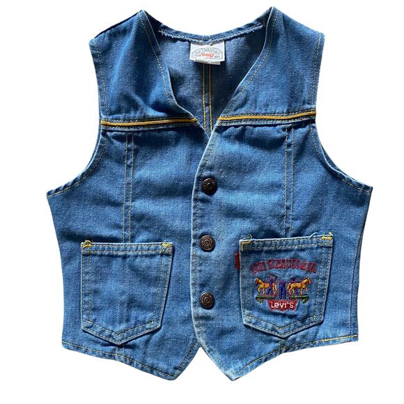 Levi Strauss & Co. Levi's Western Denim Vest Kids Sz 5 - Picture 2 of 10